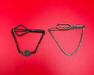 Two Vintage SWANK Sterling Tie Bars