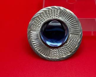 Vintage Mexico Sterling Silver Circular Brooch