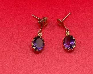 14K Yellow Gold Gemstone Earrings