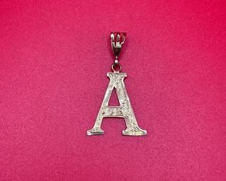 10K Yellow Gold A Initial Pendant