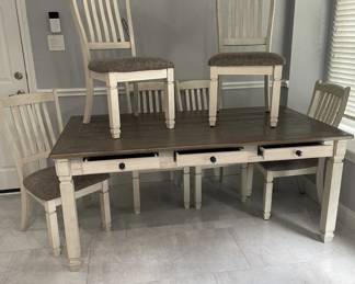 Breakfast Table and Chair Set - 6 drawers. Very sturdy and stable. 72 x 40".