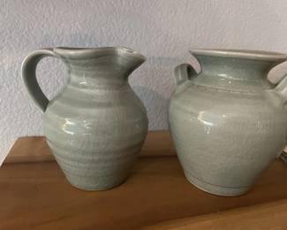 Pottery vase & pitcher