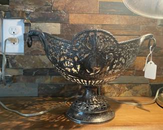Metal decorative pedestal bowl