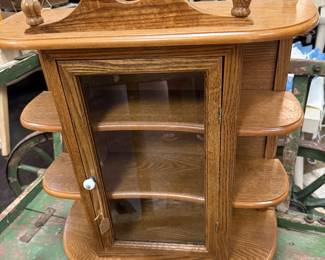 vintage wooden wall hanging curio cabinet