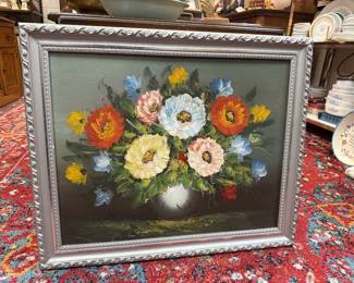 framed floral oil