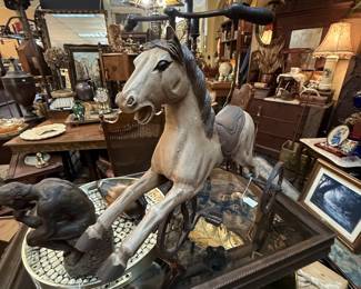 vintage horse tricycle, coffee table