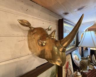 brass rhino wall hanging