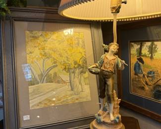 figural lamp, framed art print