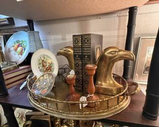 eagle book ends, candlesticks