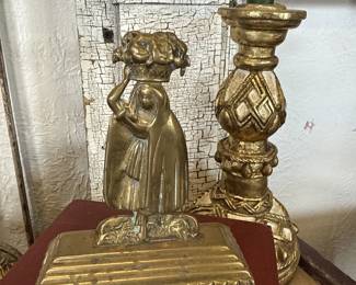 brass book end, candletick