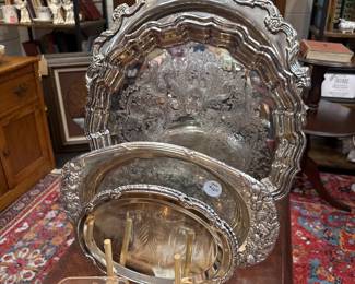 vintage silverplate trays for serving or decor