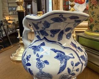 blue and white small pitcher