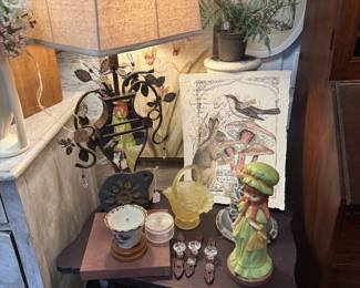 figurines, interesting wall prints- large and small