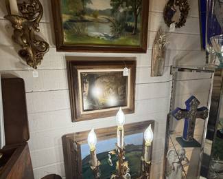 framed art, wall sconces