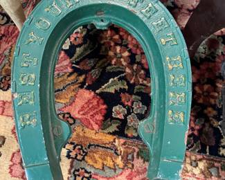 Antique Cast Iron Rest Your Feet Here Horseshoe Stool