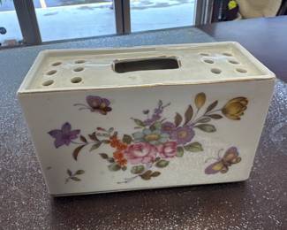 vintage PORCELAIN CERAMIC FLOWER BRICK 9012 flowers with butterflies
