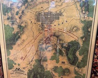 1863 Map of The Battle of Gettysburg Pennsylvania Vintage Wall Art Poster Print