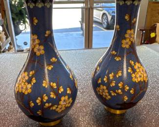 Pair cloisonné vases 