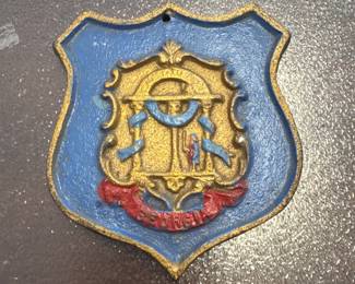 Georgia Vintage Hand Painted Cast Iron State Seal Crest Shield 