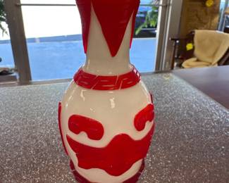 Small Carved Peking Overlay Glass Vase