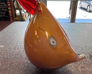 Blown Glass Paperweight Millefiori Multicolor Bird Parrot Robert William