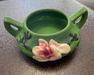 Roseville Pottery Magnolia Flower & Green Open Sugar