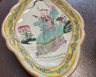 10.6" Chinese Qing Famille Rose Porcelain Figure Stories Flower Branch Plate