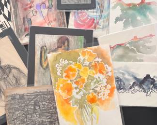 Vintage original paintings & drawings