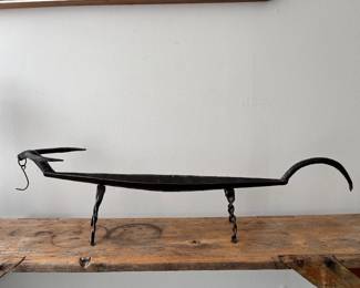 Hand forged iron bull with horns from New Orleans gallery