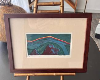 1960s Intaglio etching collage ink on paper, framed