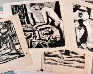 1950s Donald Stacy NYC artist landscape & figurative paintings