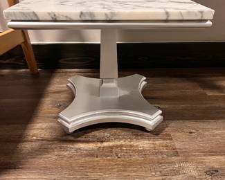 Pair 1960s Italian marble top low pedestal tables