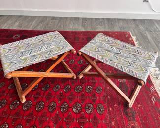 vintage camp chairs with Missoni style fabric