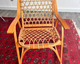 Vintage Snocraft rocking chair with rawhide webbing, well made strong