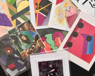 Vintage original paintings, drawings, collages, & prints