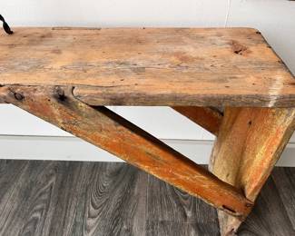 Primitive bench with mortise & tenon construction