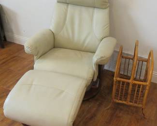 Chair and ottoman, bamboo magazine rack