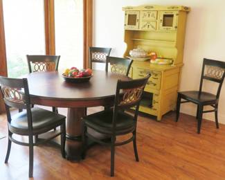 Round dining table and chairs