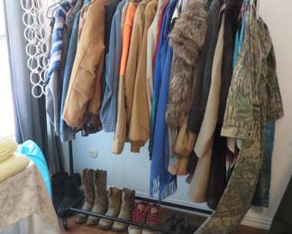 Squirrel fur coat, Carhartt jacket, hunting clothing