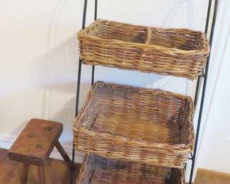 Basket storage, farm stool