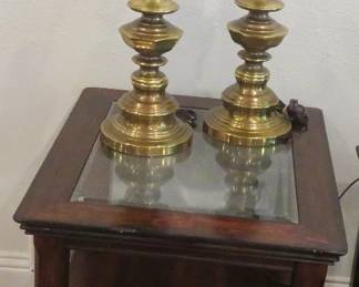 Magnusson Home Furniture table, brass lamps