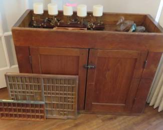 Dry sink, type trays, signed duck decoys