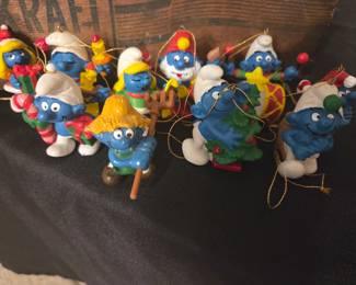 Vintage Smurf Christmas ornaments