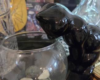 Ceramic cat & fish bowl