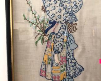 Vintage embroidered wall art