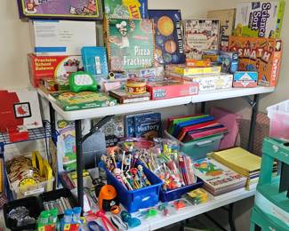 Tons of Teaching Supplies! Learning Games and School Supplies. ***We do not give out prices before the sale starts ***No holds or pre-sales on ANY item*** 