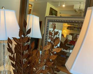 Large Vintage Beveled Glass Wall Mirror with Dark Bronze/Brown Wood Frame • Total Outer Width: 42 inches to 48 inches • Total Outer Height: 34 inches to 38 inches • Frame Depth/Thickness: 1.5 inches to 2.5 inches