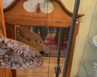 Antique Victorian Style Solid Wood Overmantel Mirror / Console Pier Mirror Total Outer Width: 40 inches to 46 inches • Total Outer Height: 54 inches to 60 inches (Approximately 4.5 to 5 feet tall) • Frame Depth/Thickness: 3 inches to 5 inches (at the deepest part of the top pediment)