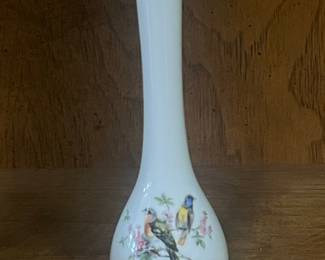 Vintage Porcelain Vase with Birds and Floral Motif
