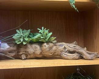 Driftwood Planter with Faux Succulents